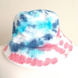 Red White Blue Tie Dye Girl's Bucket Hat Sun Hat Ages 6-10